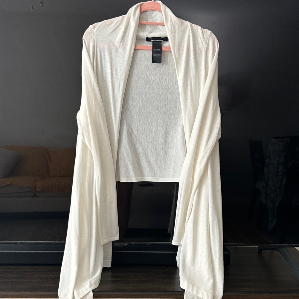 White House Black Market Cream Open-Front Shrug